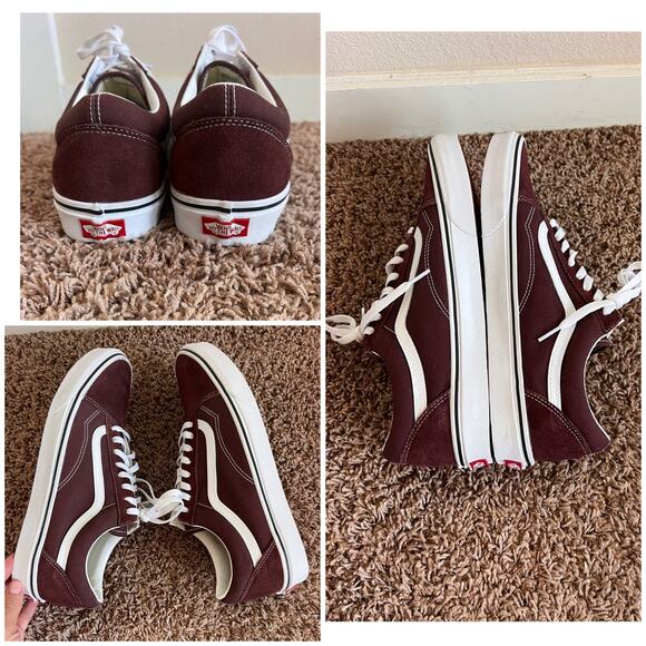 Vans Old Skool Men's 13 Burgundy White Suede Canvas Skate Sneakers Classic Low - Picture 6 of 7